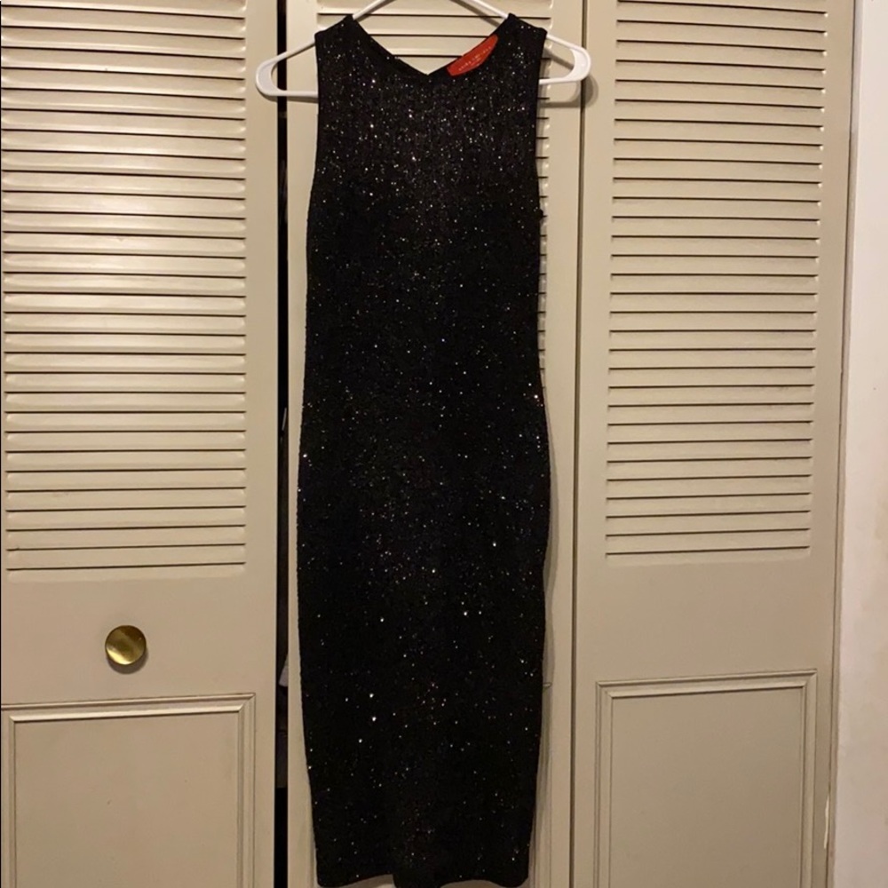 Black Glitter Open Back Midi (M)